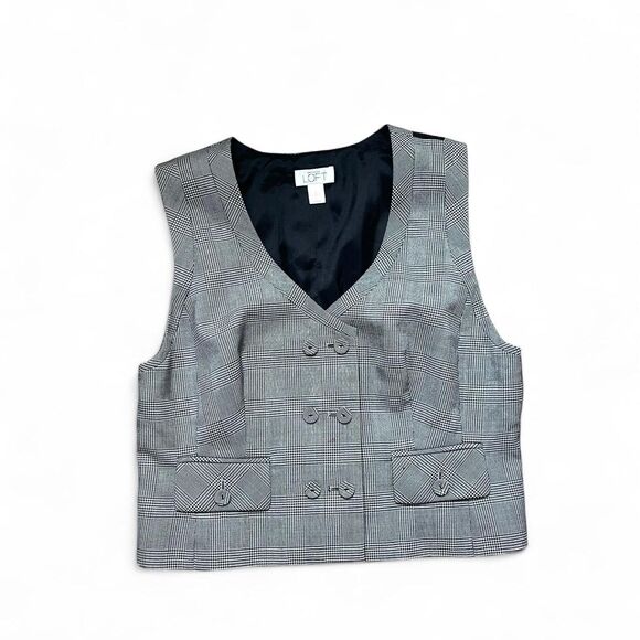 Loft Ann Taylor vintage wool grey and black pinstriped vest - Picture 1 of 5
